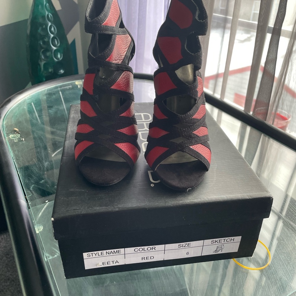 Red black leather heel!